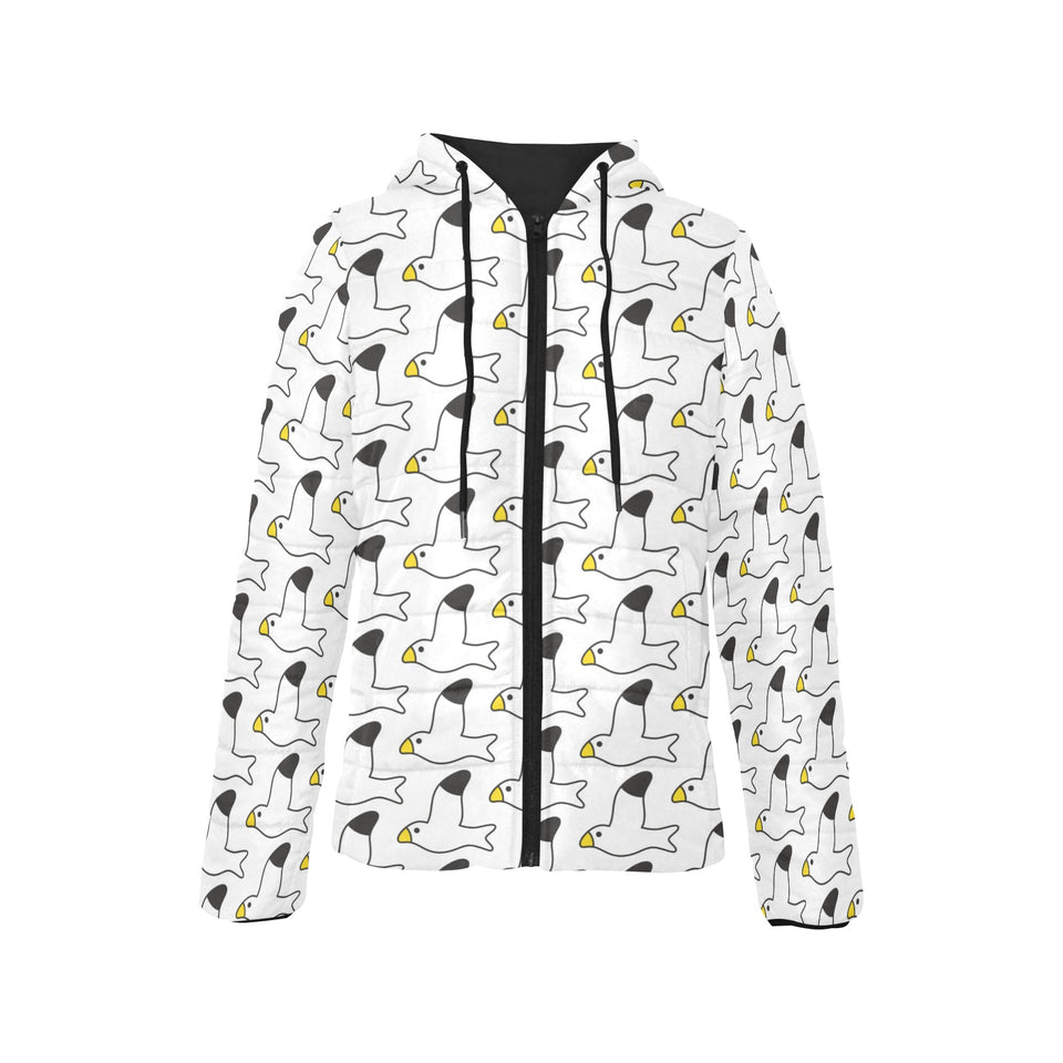 Seagull Pattern Print Design 05 Women's Padded Hooded Jacket