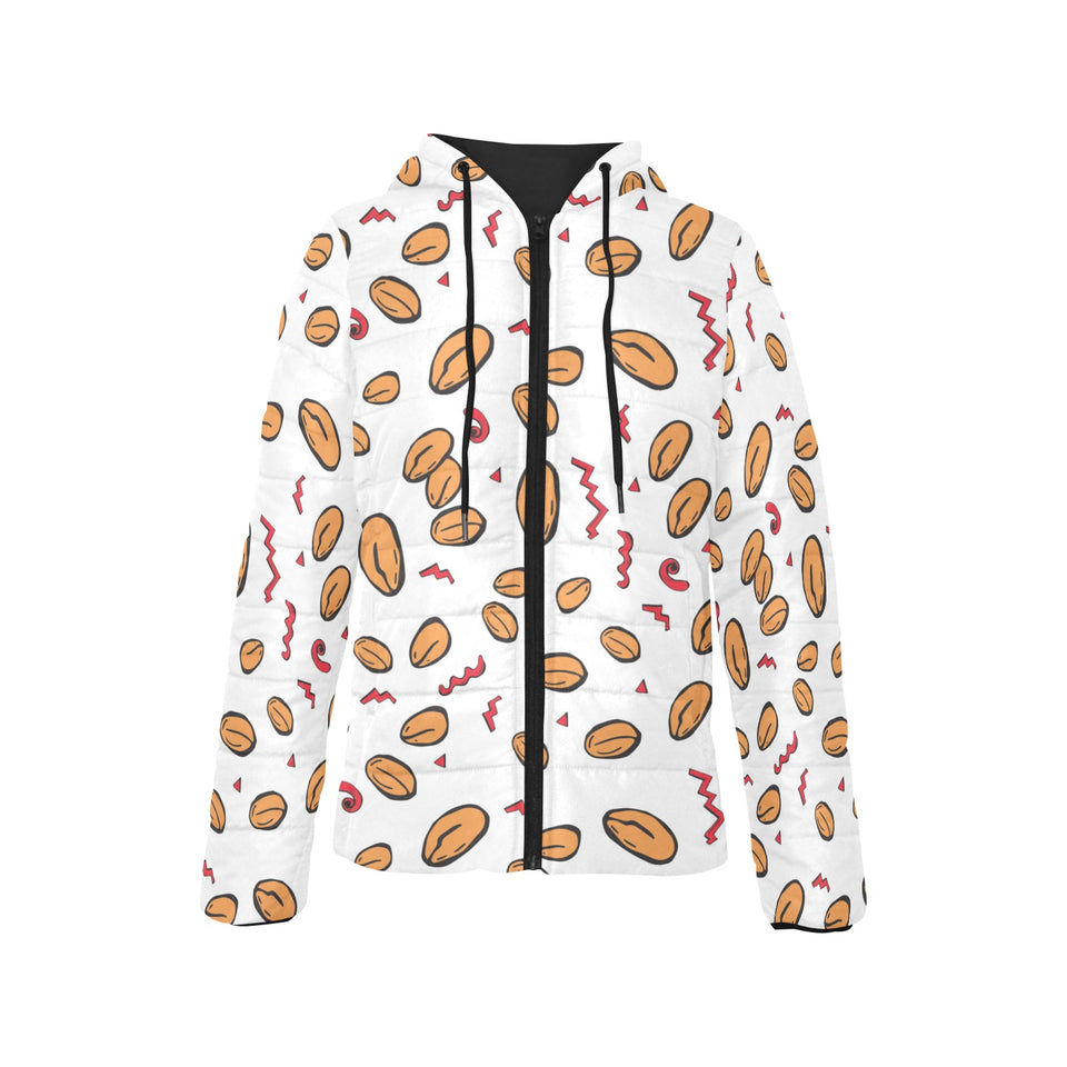 peanuts pattern background Women's Padded Hooded Jacket