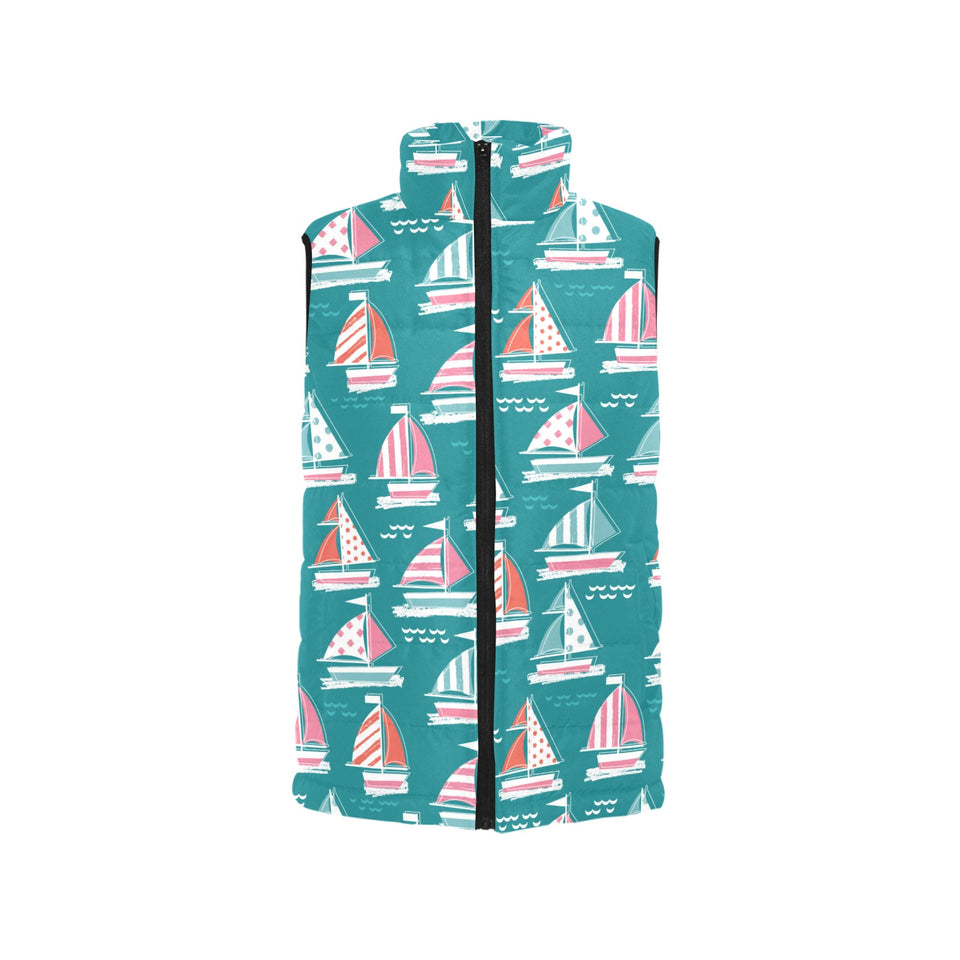 Cute sailboat pattern Women's Padded Vest