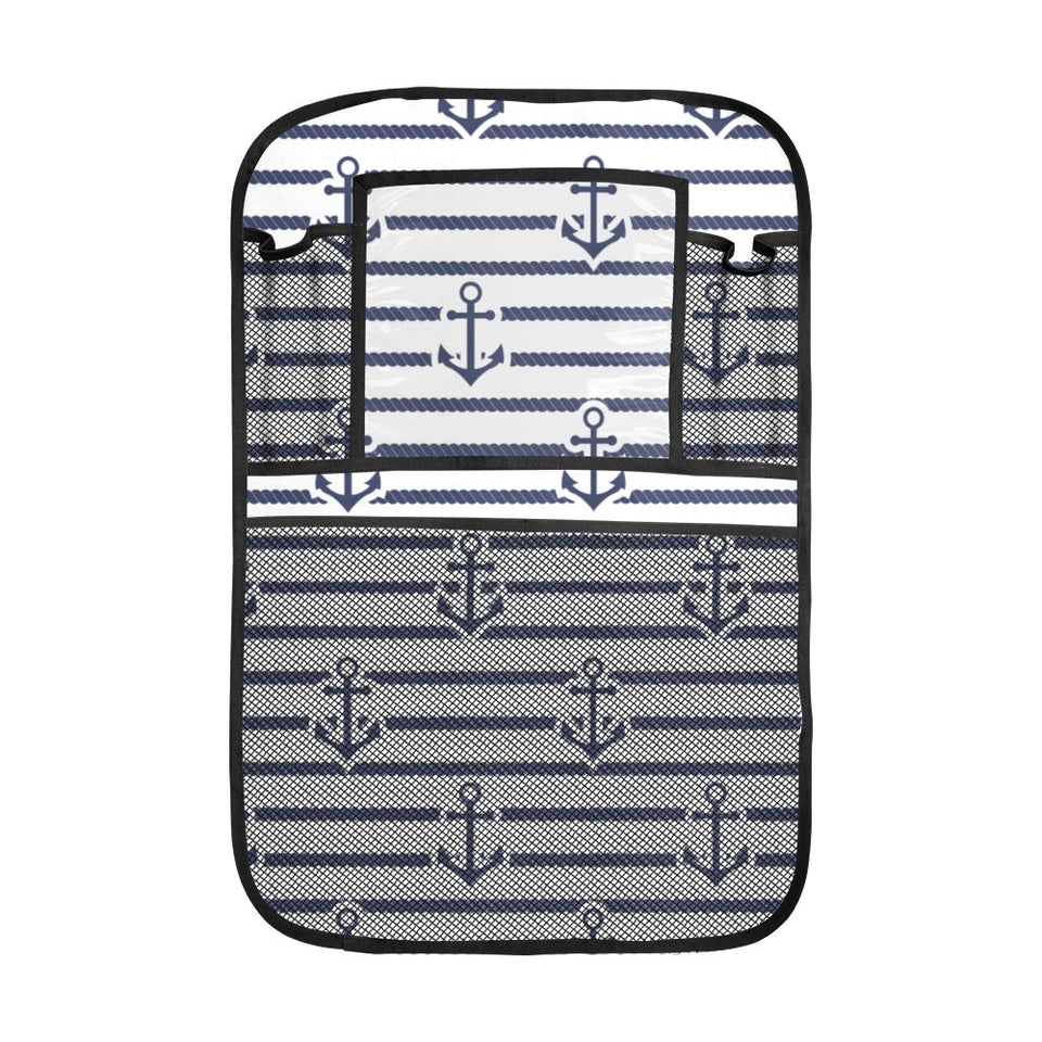 Anchor rope nautical pattern Car Seat Back Organizer