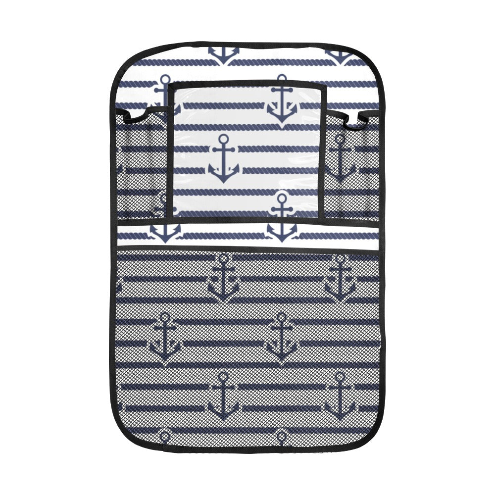 Anchor rope nautical pattern Car Seat Back Organizer