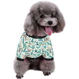 Cute sloths tropical palm leaves white background All Over Print Pet Dog Round Neck Fuzzy Shirt