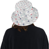 Airplane cloud grey background Unisex Bucket Hat