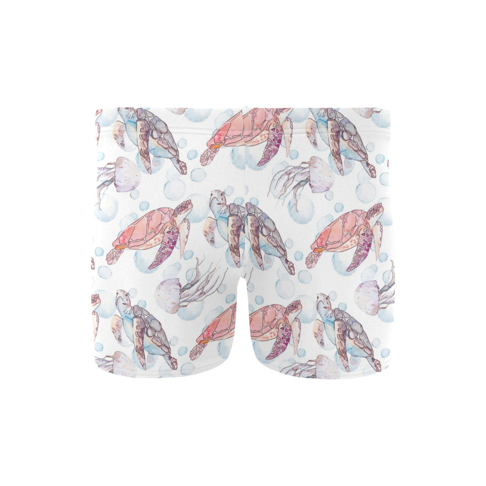 Watercolor sea turtle jellyfish pattern Men's Swimming Trunks