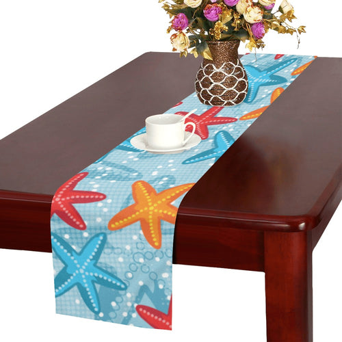 Blue red orange starfish pattern Table Runner