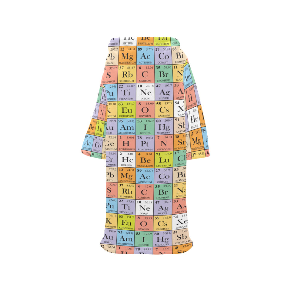 Chemistry Periodic Table Pattern Print Design 01 Blanket Robe with Sleeves