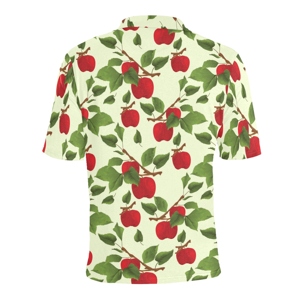 Red apples leaves pattern Men's All Over Print Polo Shirt
