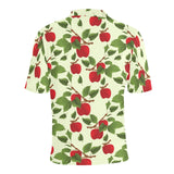 Red apples leaves pattern Men's All Over Print Polo Shirt