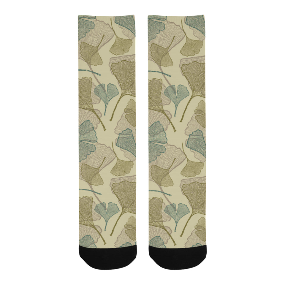 Ginkgo leaves design pattern Crew Socks