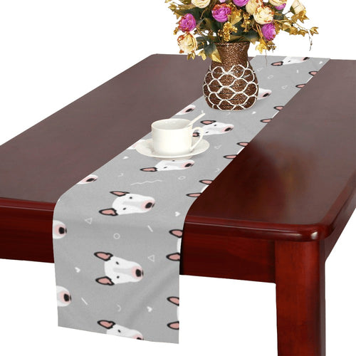 Bull Terrier Pattern Print Design 05 Table Runner