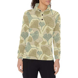 Ginkgo leaves design pattern Women's Long Sleeve Polo Shirt