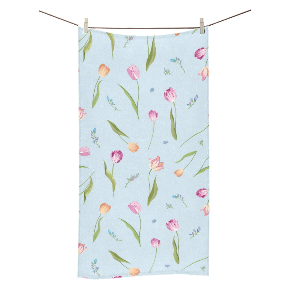Watercolor Tulips pattern Bath Towel