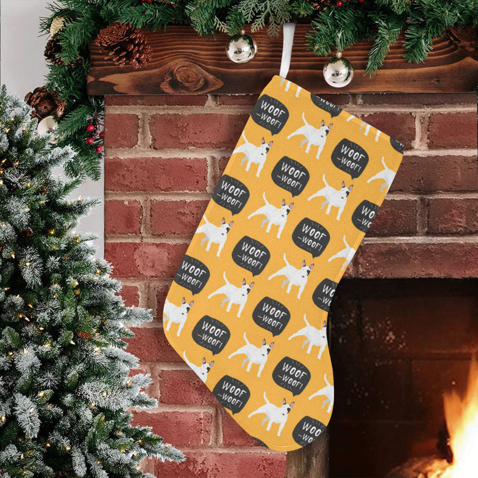Bull Terrier Pattern Print Design 03 Christmas Stocking