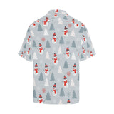 Snowman christmas  tree snow gray background Men's All Over Print Hawaiian Shirt