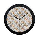 Cute corgi heart star bone pattern Elegant Black Wall Clock
