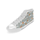 Beautiful deers Winter Christmas Men's High Top Canvas Shoes White