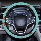 Dachshund decorative background Car Steering Wheel Cover