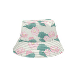 Pink lotus waterlily leaves pattern Unisex Bucket Hat