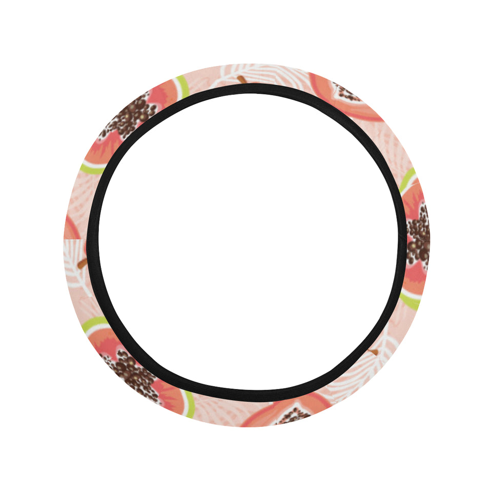 papaya leaves pattern Car Steering Wheel Cover