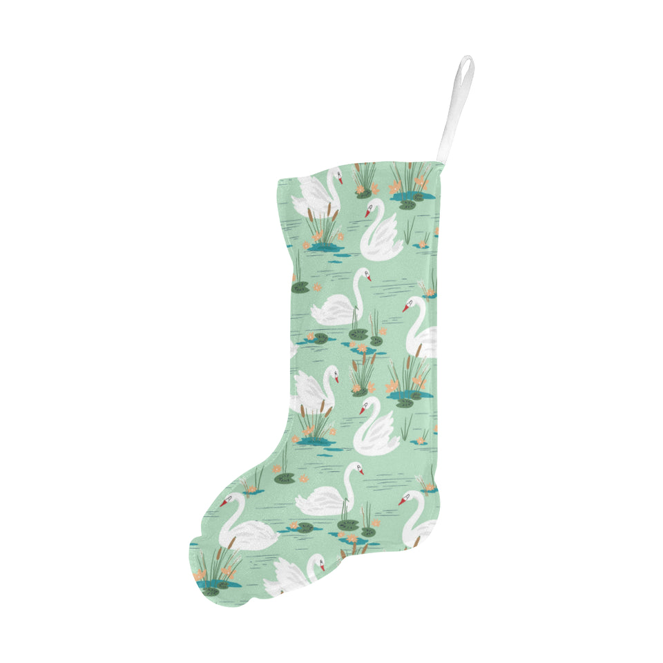 White swan lake pattern Christmas Stocking