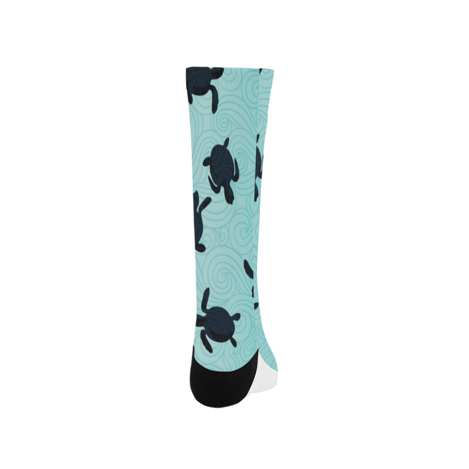 Sea turtle with blue ocean backgroud Crew Socks