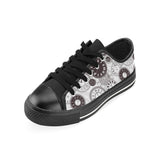 Classic vintage clock pattern Men's Low Top Canvas Shoes Black