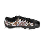 American football ball pattern Men's Low Top Canvas Shoes Black