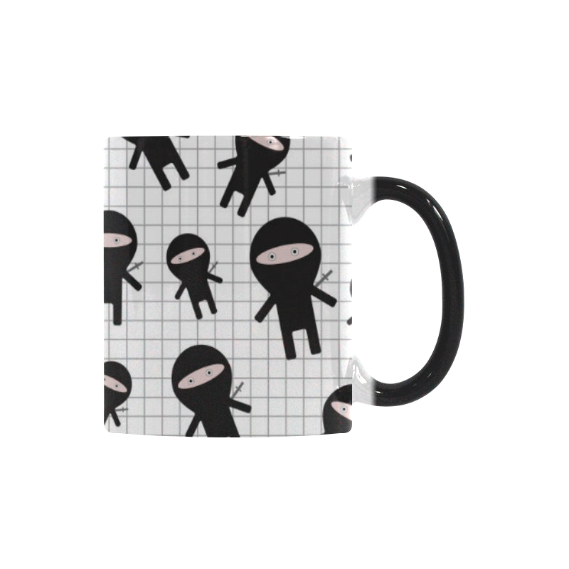 Ninja pattern plaid background Morphing Mug Heat Changing Mug