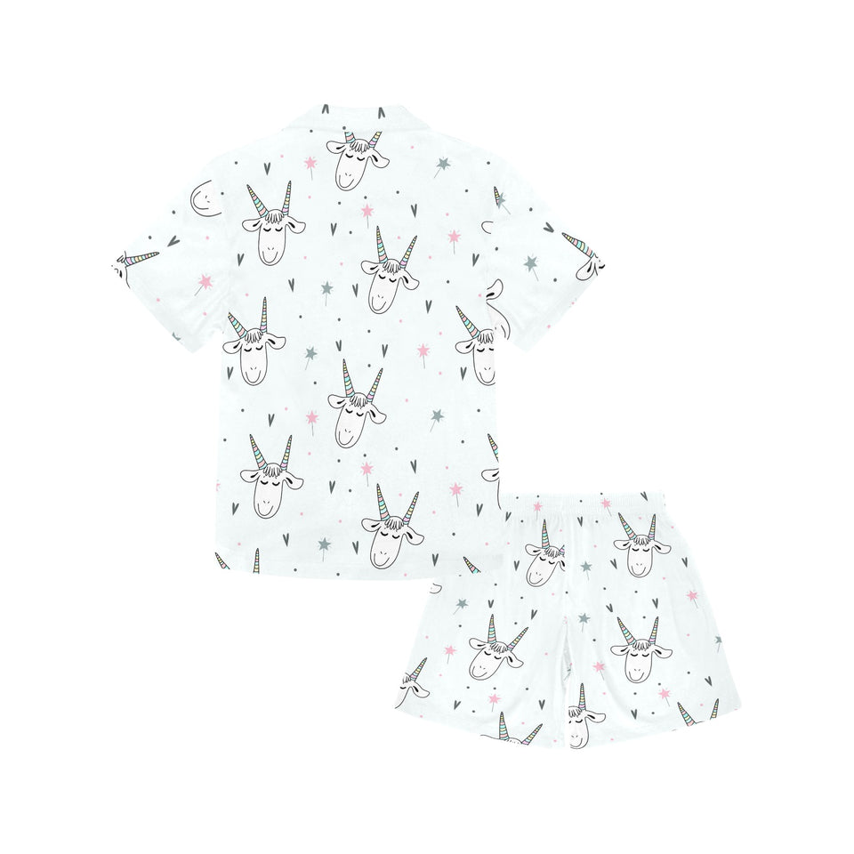 Cute goat design pattern Kids' Boys' Girls' V-Neck Short Pajama Set