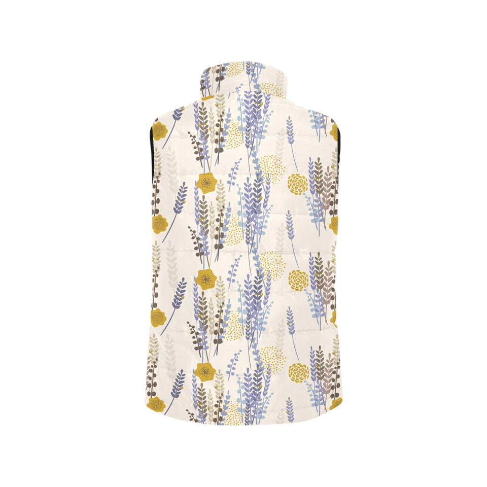 Lavender modern pattern blackground Women's Padded Vest
