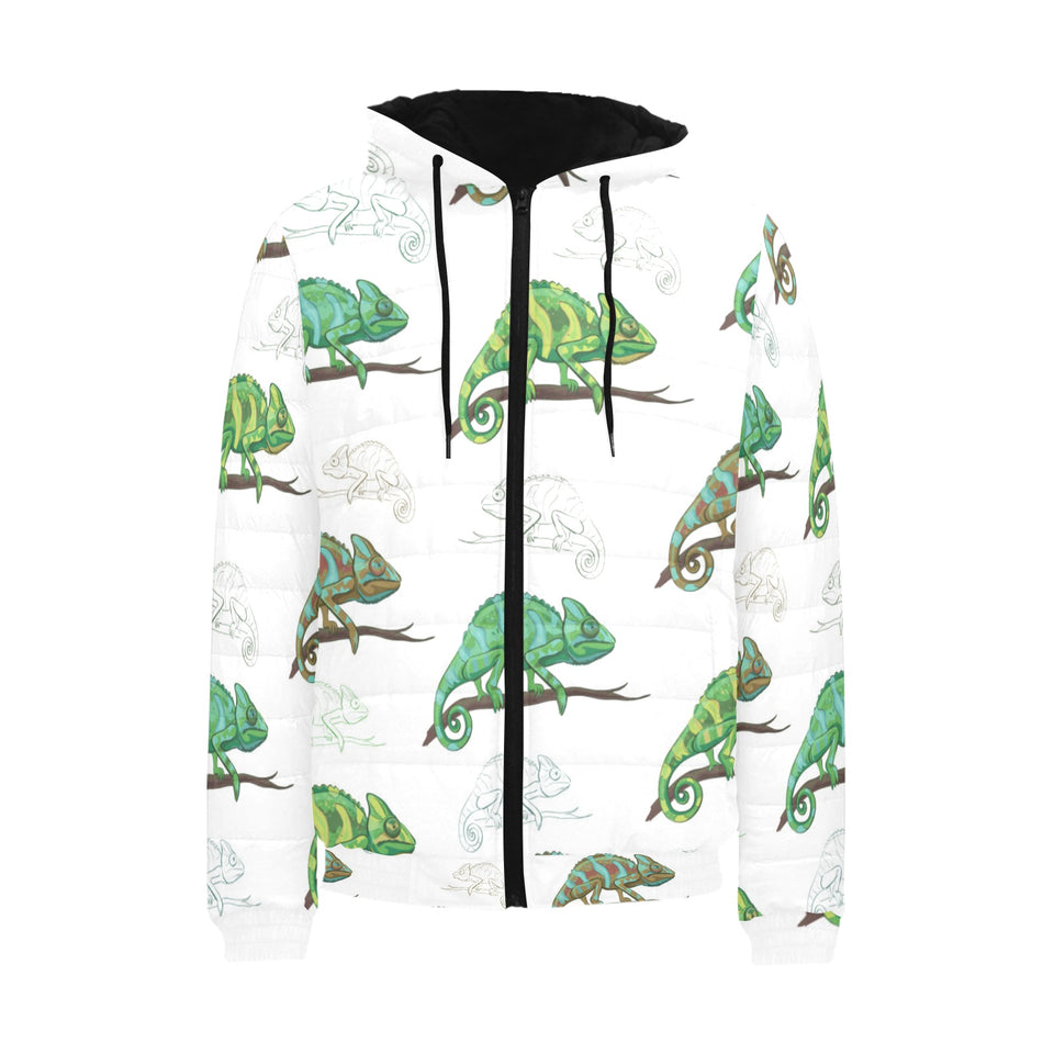 Chameleon lizard pattern Men's Padded Hooded Jacket