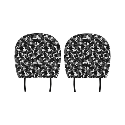 Crow illustration pattern Car Headrest Cover