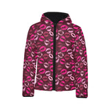Lips Pattern Print Design 03 Kids' Boys' Girls' Padded Hooded Jacket