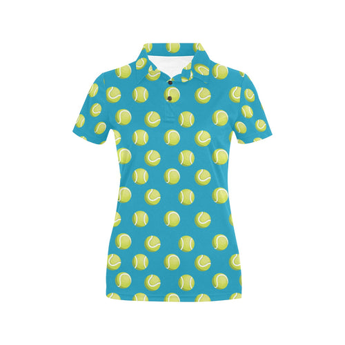 Tennis Pattern Print Design 05 Women's All Over Print Polo Shirt