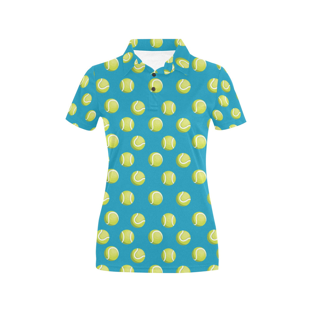 Tennis Pattern Print Design 05 Women's All Over Print Polo Shirt