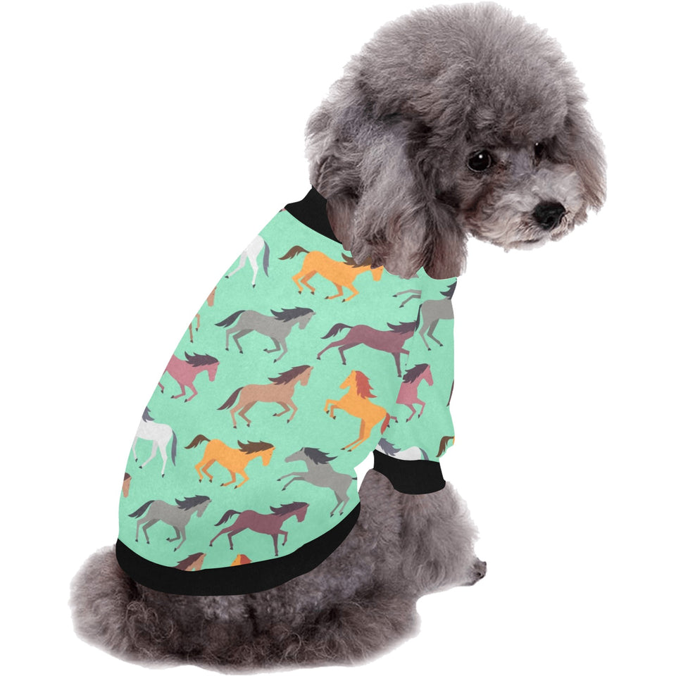 Colorful horses pattern All Over Print Pet Dog Round Neck Fuzzy Shirt