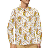 Corn Pattern Print Design 02 Men's Long Sleeve Polo Shirt