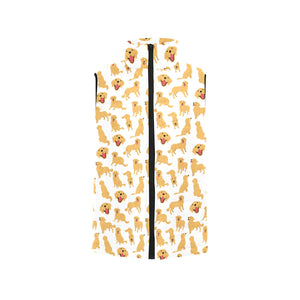 Golden Retriever Pattern Print Design 05 Men's Padded Vest