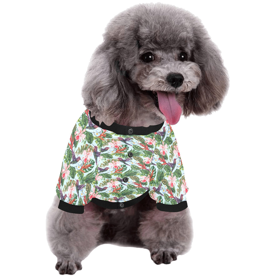 Hummingbird Pattern Print Design 05 All Over Print Pet Dog Round Neck Fuzzy Shirt