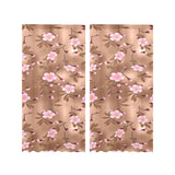 Pink sakura cherry blossom drak brown background Gauze Curtain