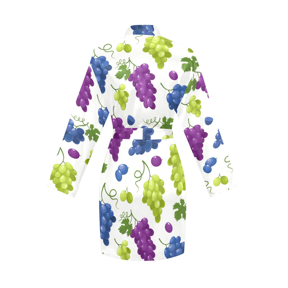 Grape pattern Women's Long Sleeve Belted Night Robe