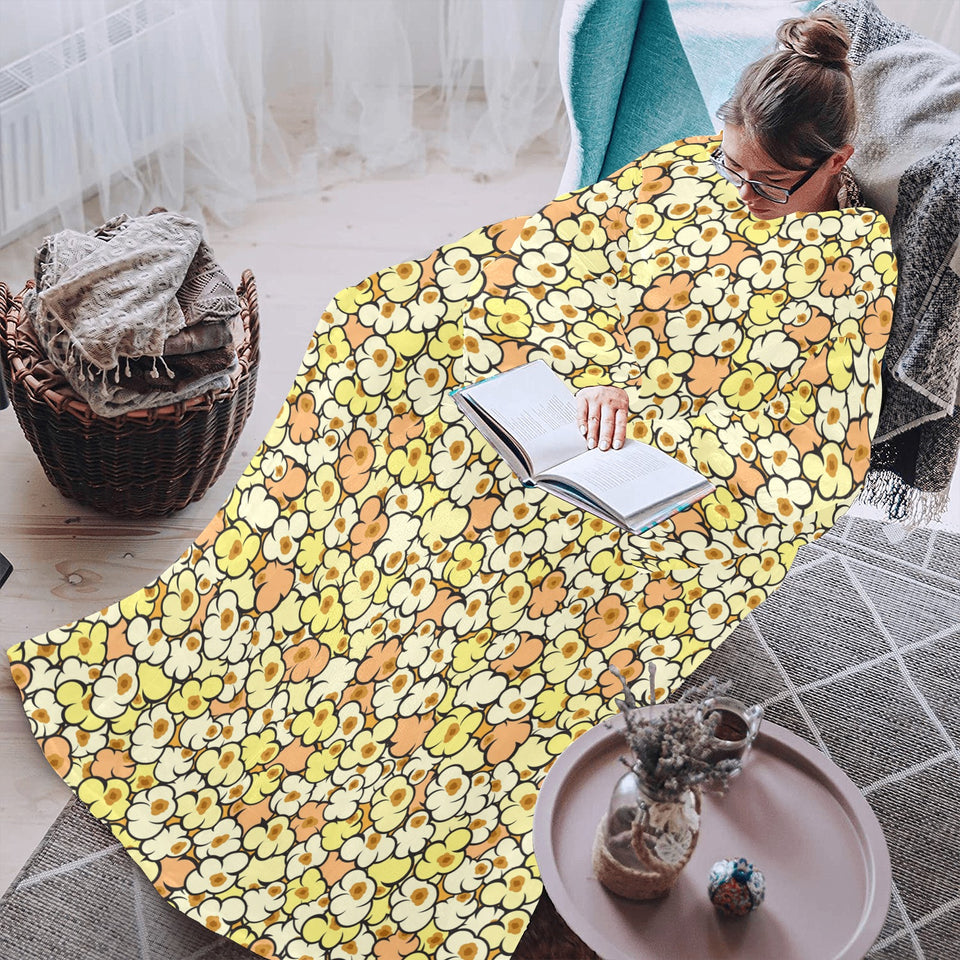 Popcorn Pattern Print Design 03 Blanket Robe with Sleeves