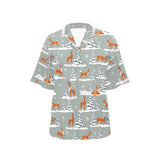 Beautiful deers Winter Christmas Women's All Over Print Hawaiian Shirt
