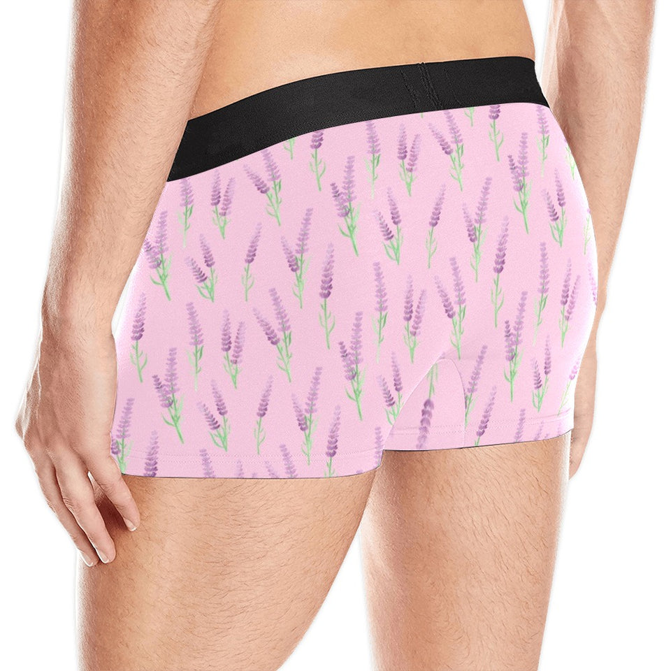 Lavender pattern pink background Men's All Over Print Boxer Briefs Men's Underwear