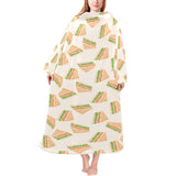 Sandwich Pattern Print Design 01 Blanket Robe with Sleeves