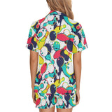 watercolor bowling ball pins Women's V-Neck Short Pajama Set