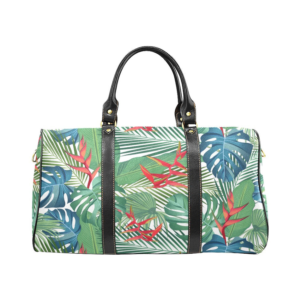 heliconia palm and monstera leaves pattern Travel Bag