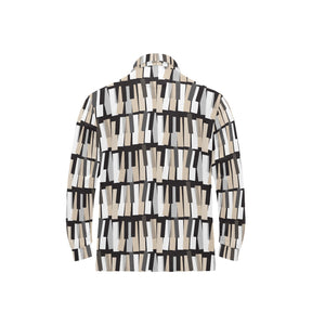 Piano Pattern Print Design 04 Men's Long Sleeve Polo Shirt