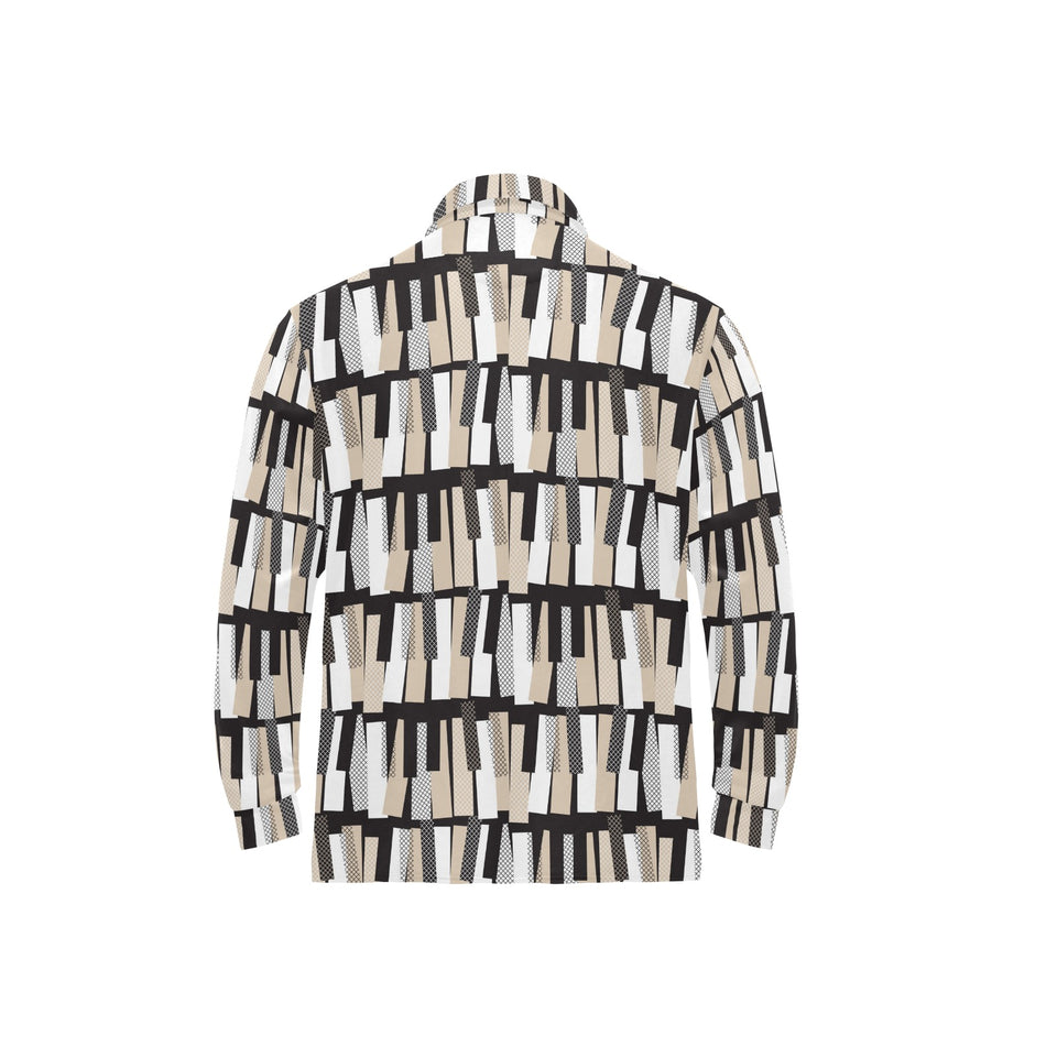 Piano Pattern Print Design 04 Men's Long Sleeve Polo Shirt