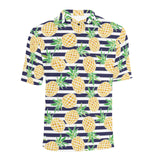 Pineapples pattern striped background Men's All Over Print Polo Shirt